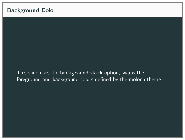 Example of the “background” option set to “dark”, swapping the foreground and background colors.