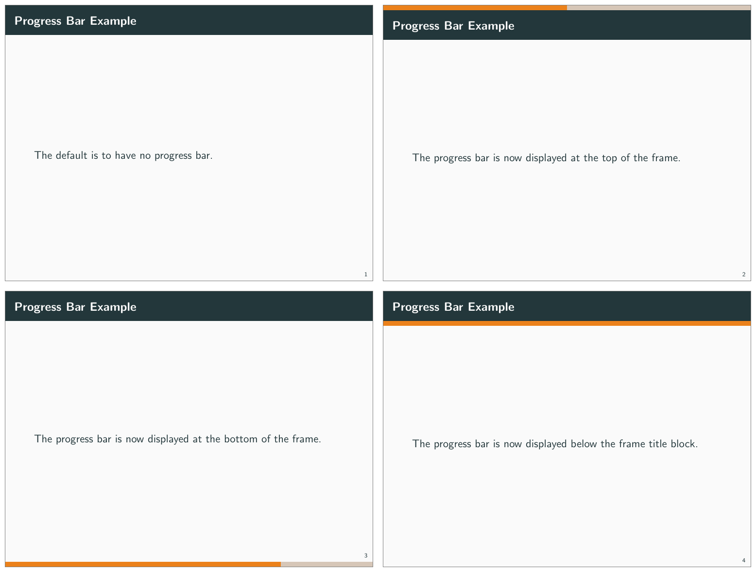 Example of the progressbar options.